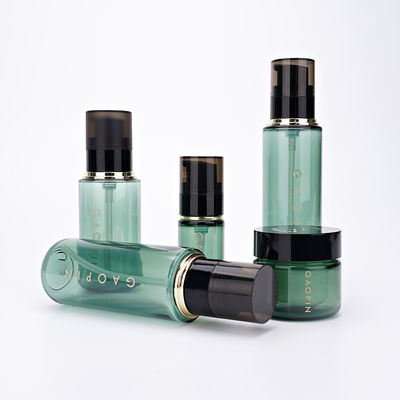 بطری های پلاستیکی آرایشی و بهداشتی 30ml 90ml 110ml 130ml 130ml Black Pump and 30g Cream Jar Skincare