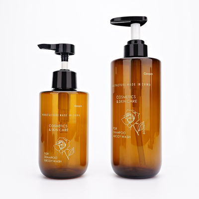 بطری های شامپو پلاستیکی گرد آمبر 500ml 600ml با پمپ